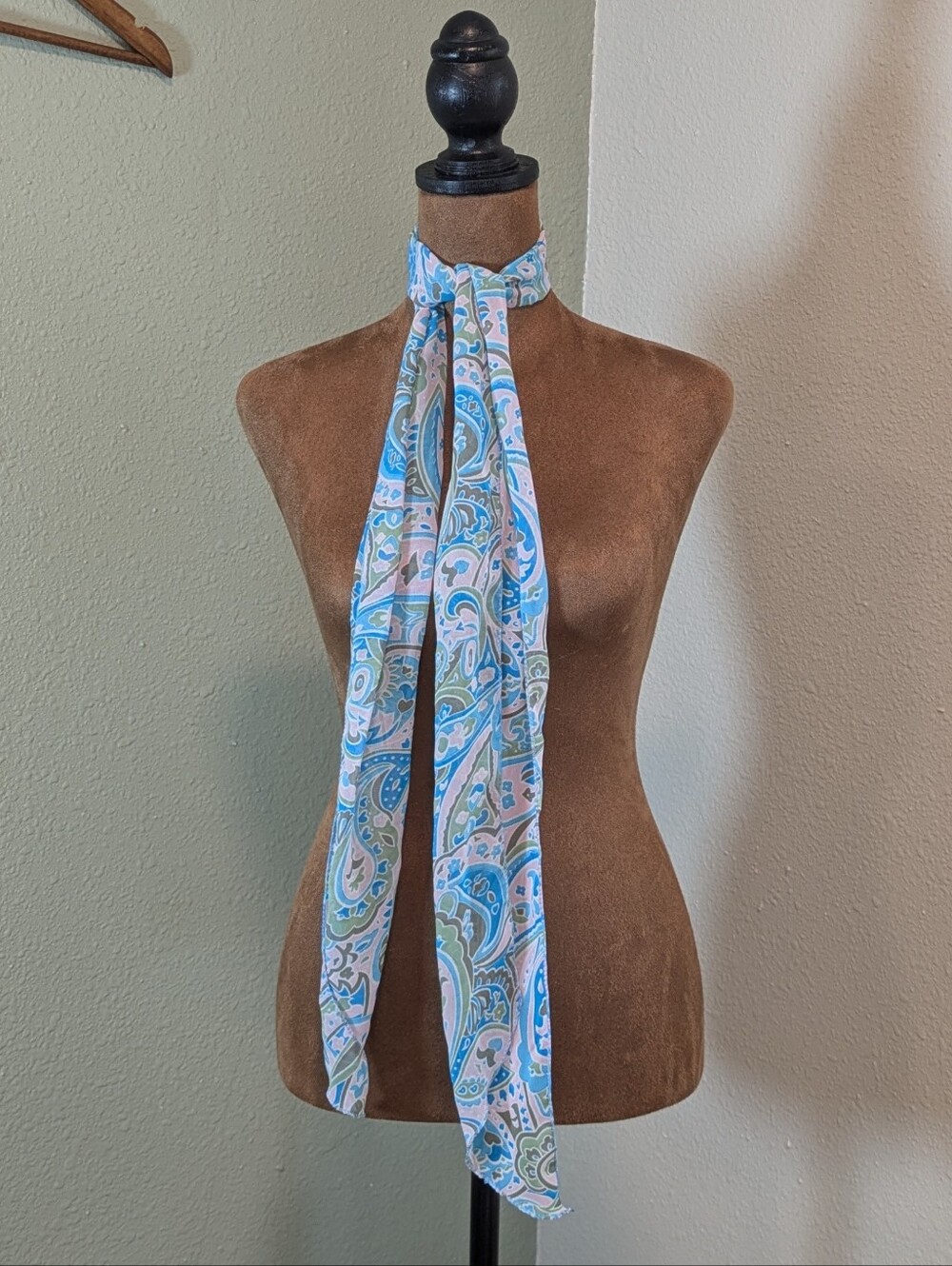 Light Blue and Green Paisley Neck Tie Scarf